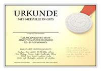 Urkunde mit Medaille in Gips